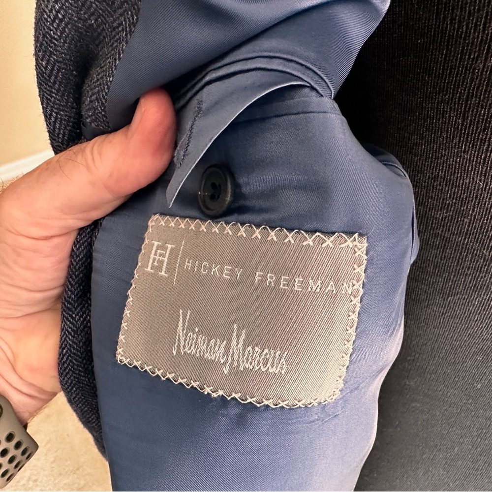 HICKEY FREEMAN Heather Blue / Grey Herringbone Sport Coat for Neiman Marcus - Picture 6 of 7